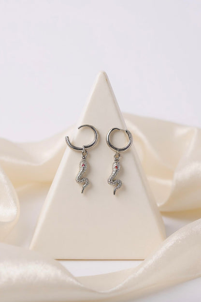 Silver Serpent Hoop Earrings