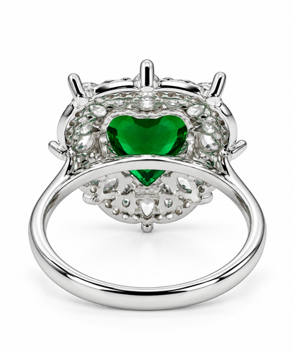 Heart of Emerald Diamond Ring