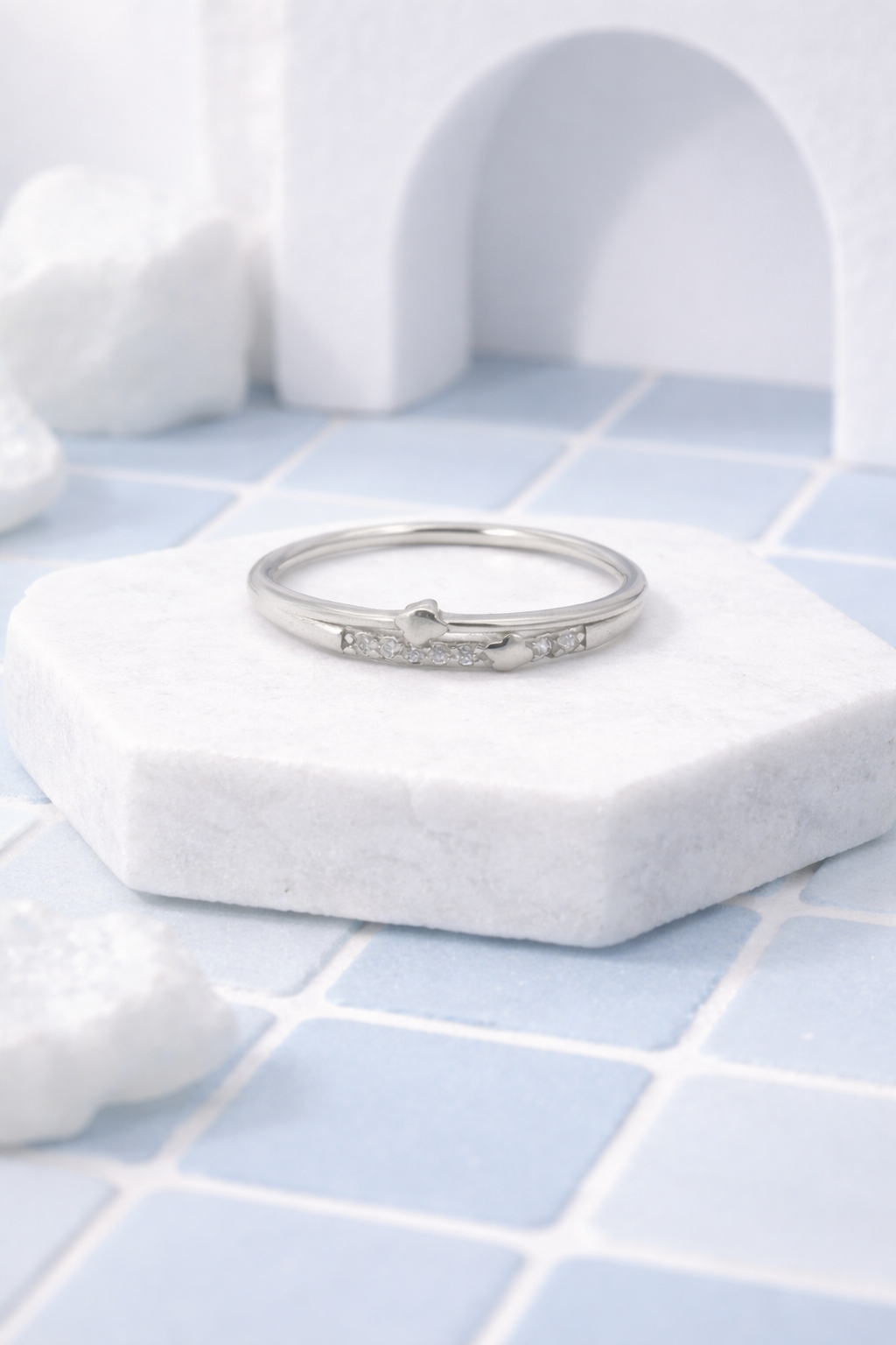 Elegant Dual Heart Silver Ring