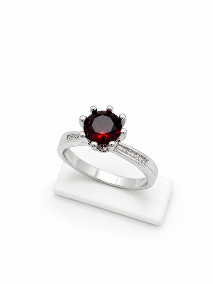 Zircon Ruby Solitaire Ring