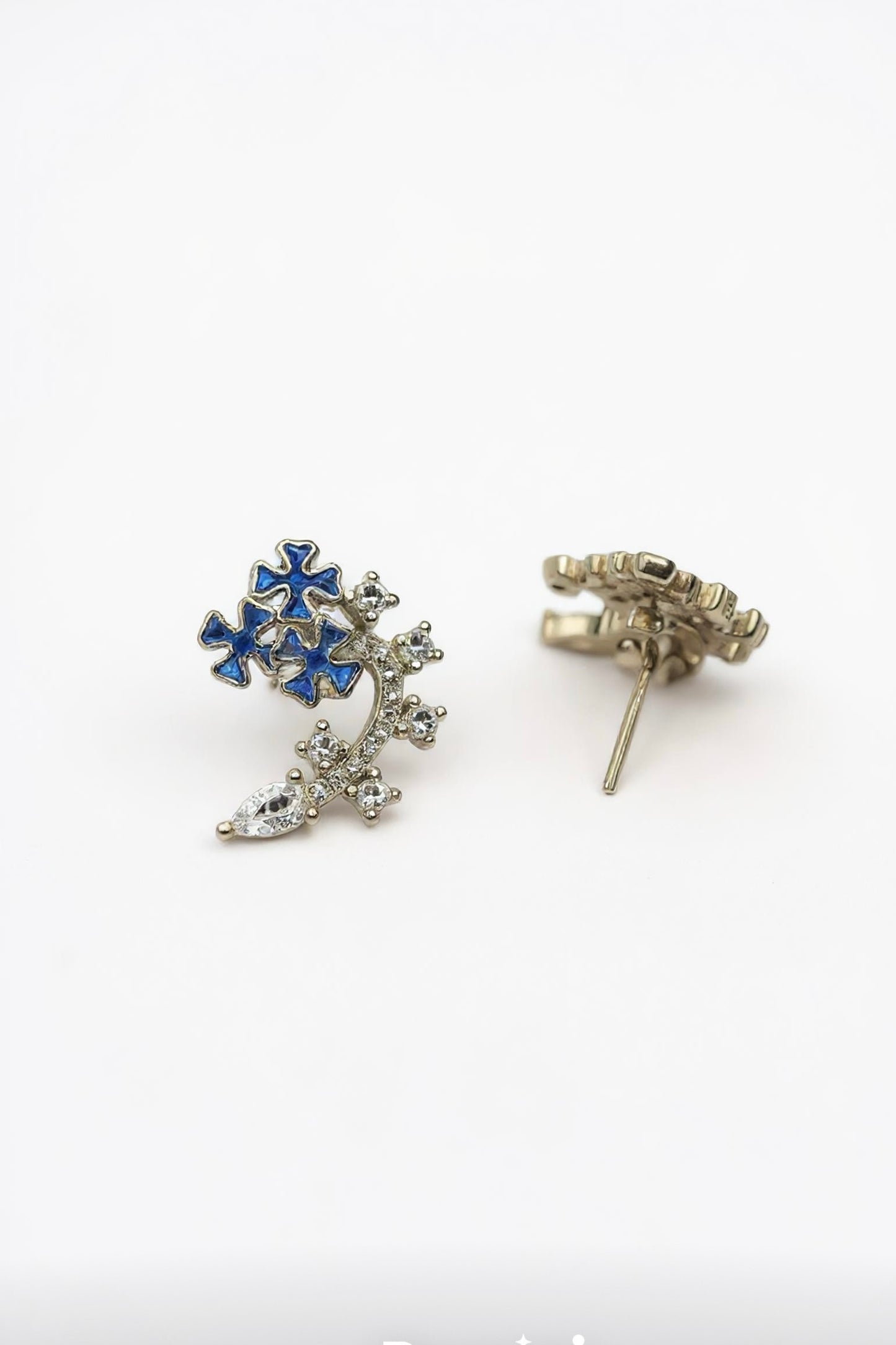 Blue Blossom Crystal Stud Earrings