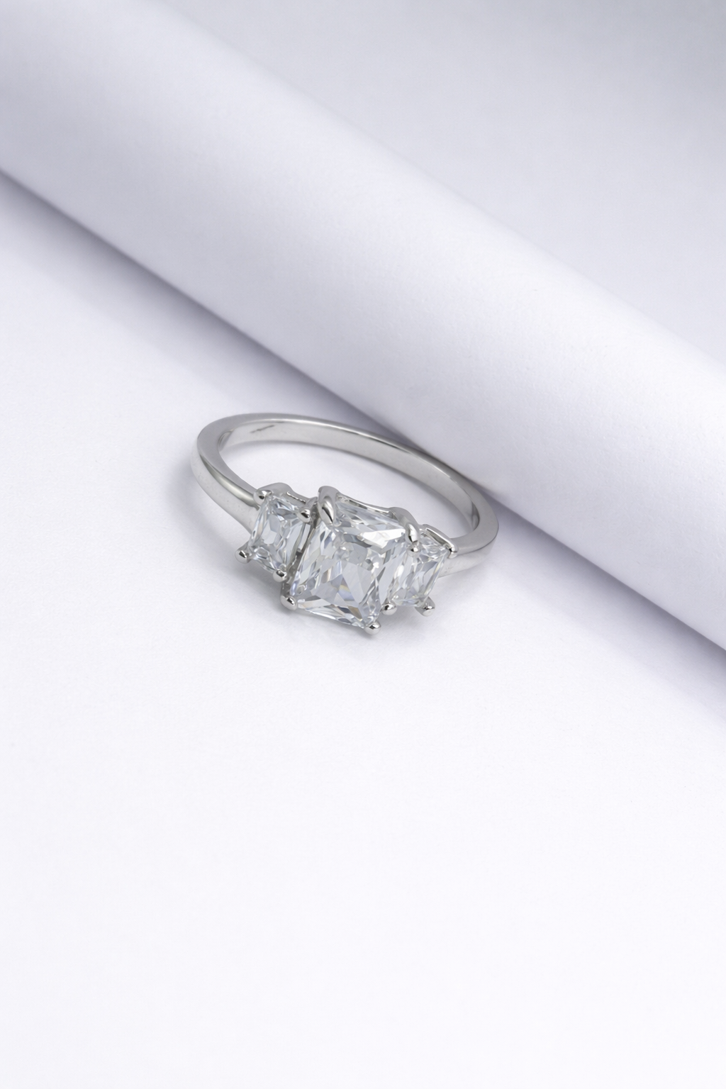 Timeless Three-Stone Princess Cut Ring