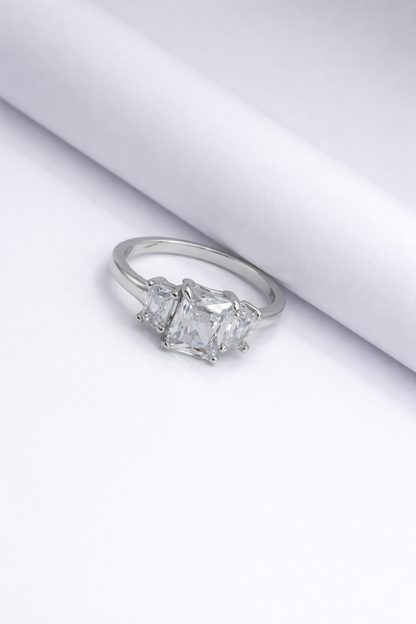Timeless Three-Stone Princess Cut Ring