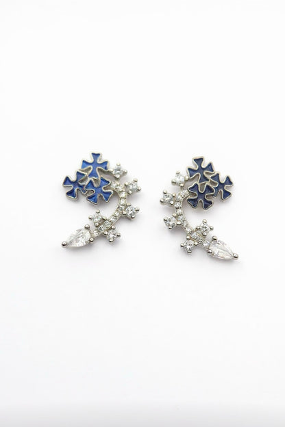 Blue Blossom Crystal Stud Earrings