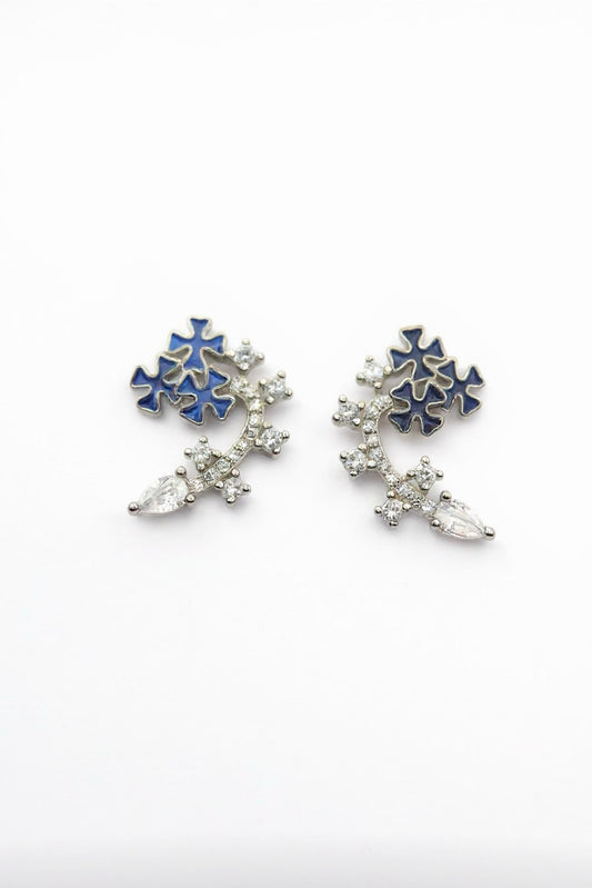 Blue Blossom Crystal Stud Earrings