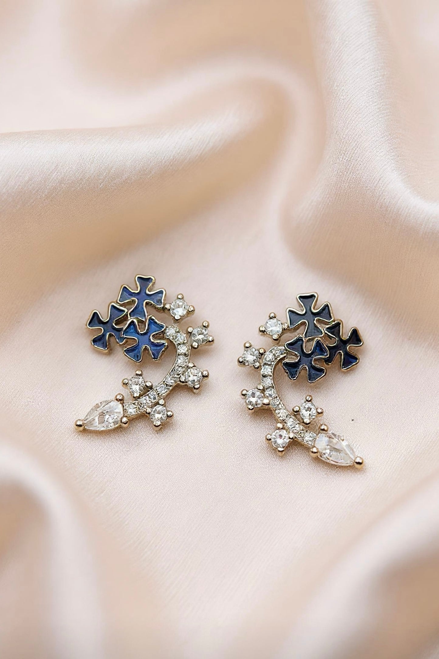 Blue Blossom Crystal Stud Earrings