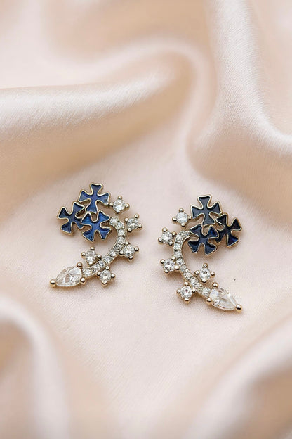 Blue Blossom Crystal Stud Earrings