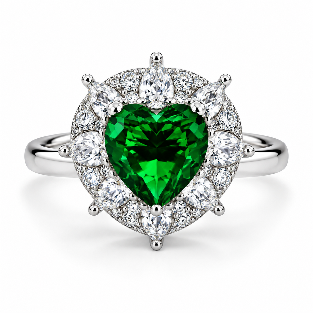 Heart of Emerald Diamond Ring