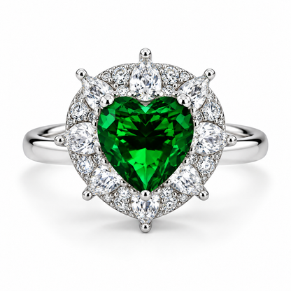 Heart of Emerald Diamond Ring