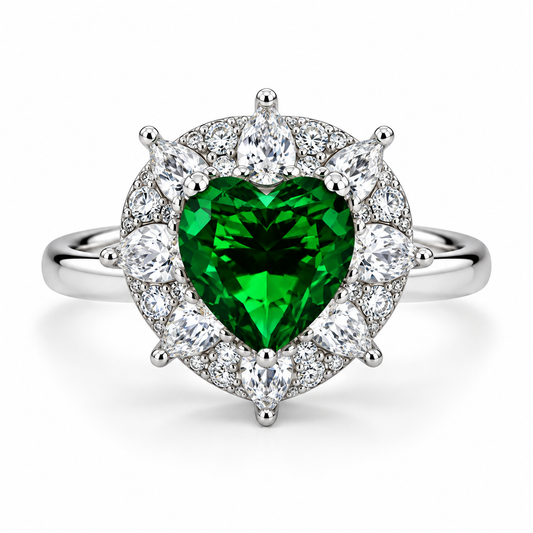 Heart of Emerald Diamond Ring