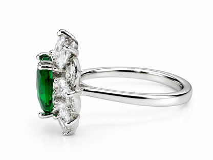 Heart of Emerald Diamond Ring