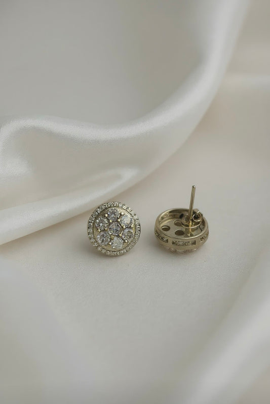 Radiant Halo Round Stud Earrings