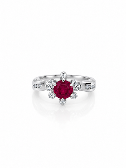 Ruby coloured blossom Ring