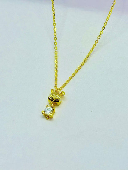 925 Sterling Silver Gold-Plated Teddy Pendant Necklace
