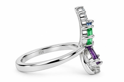 925 Multicolor Gemstone Bloom Ring