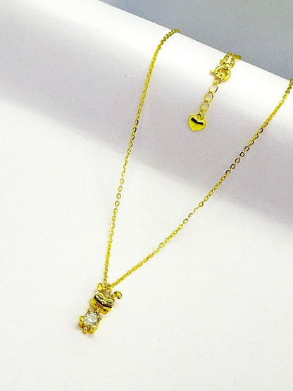925 Sterling Silver Gold-Plated Teddy Pendant Necklace