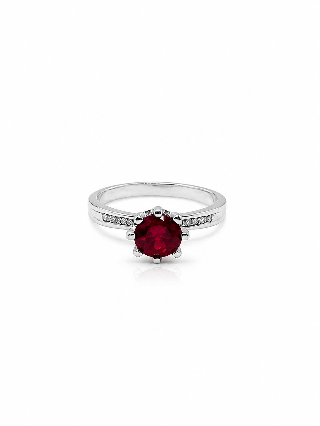 Zircon Ruby Solitaire Ring