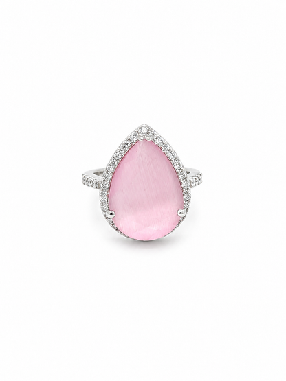 Pink Teardrop zircon stone Ring