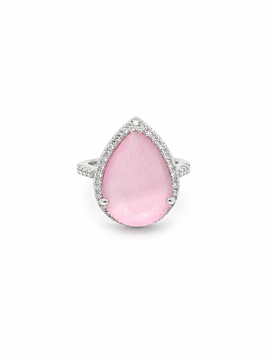 Pink Teardrop zircon stone Ring