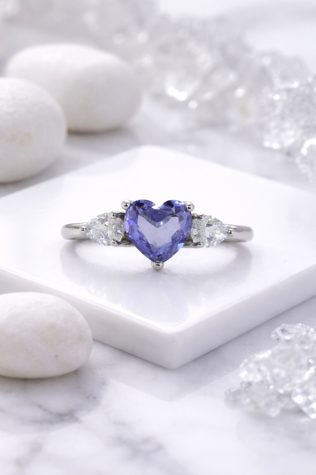 Heart-Shaped Blue Stone Elegance Ring