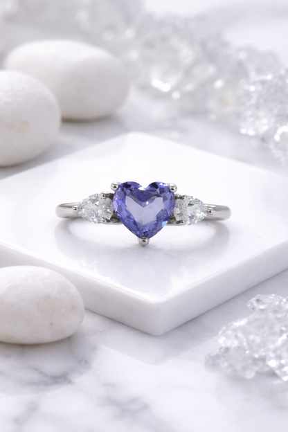 Heart-Shaped Blue Stone Elegance Ring