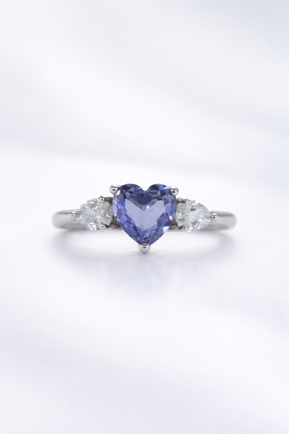 Heart-Shaped Blue Stone Elegance Ring