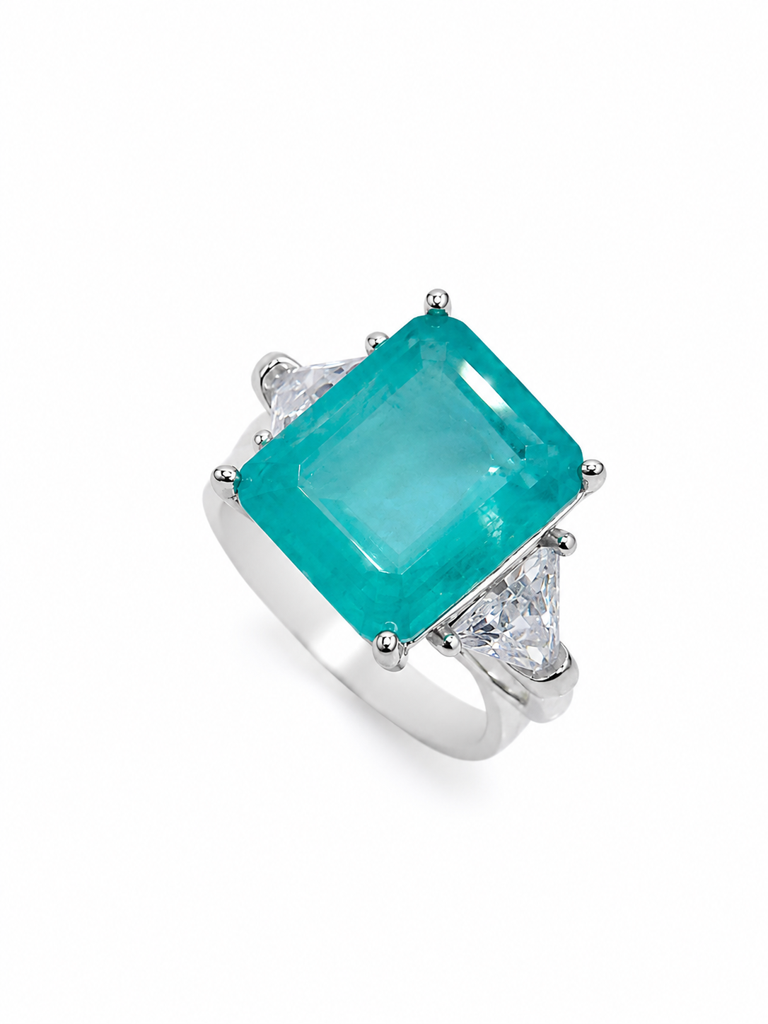 Aqua Majesty Emerald-Cut Statement Ring