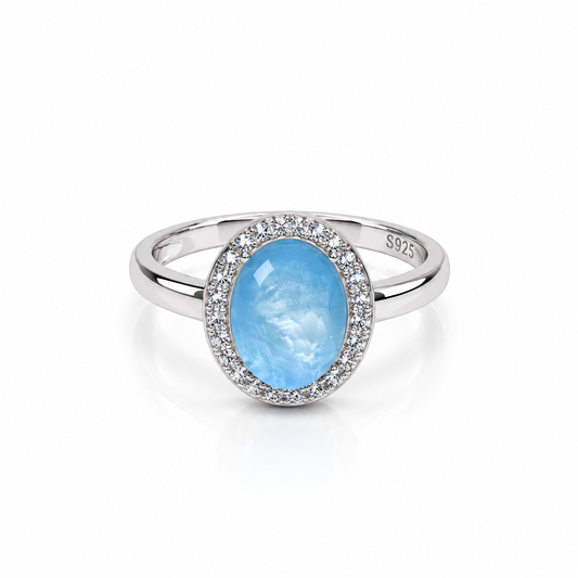 Aquamarine Halo Elegance Ring