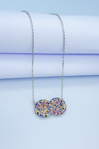 Silver Textured Double Disc Necklace