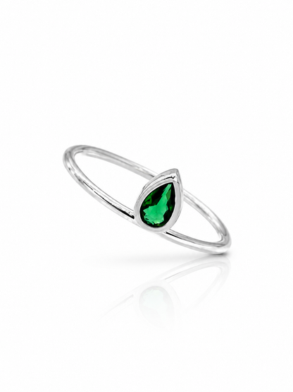 Emerald Teardrop ring – 92.5 Sterling Silver Ring