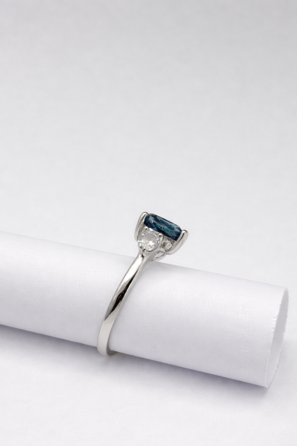 Elegant Heart-Cut Blue Stone Ring