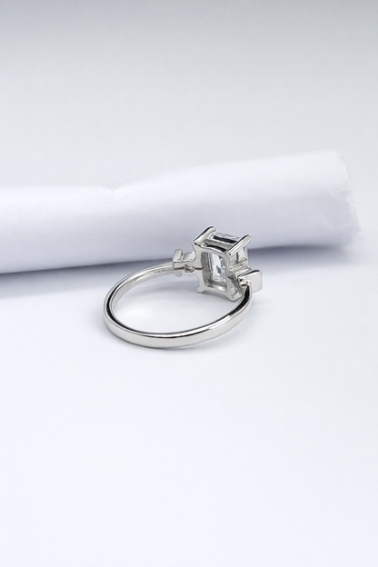 Timeless Radiance Princess-Cut Silver Ring