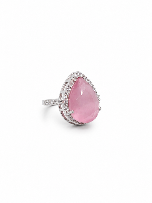 Pink Teardrop zircon stone Ring