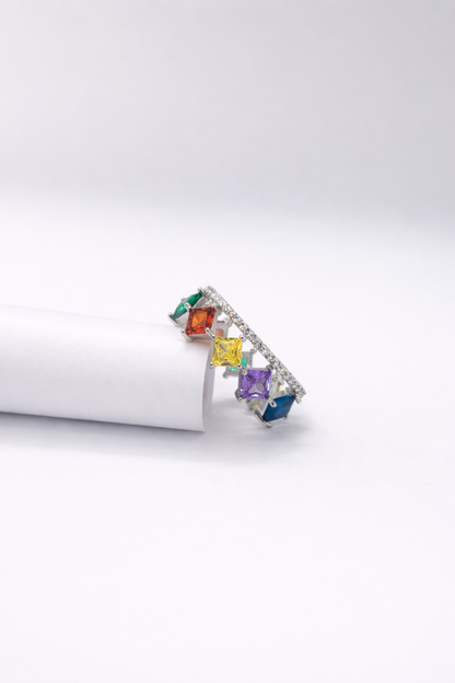 Multicolor Crown Statement Ring – 925 Sterling Silver