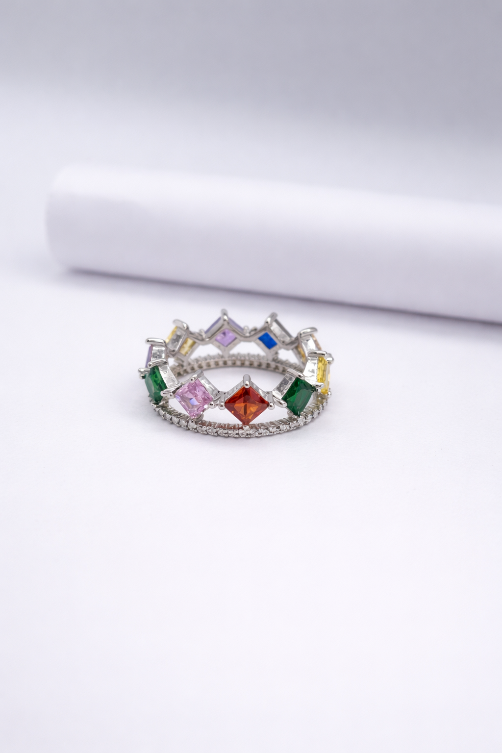 Multicolor Crown Statement Ring – 925 Sterling Silver