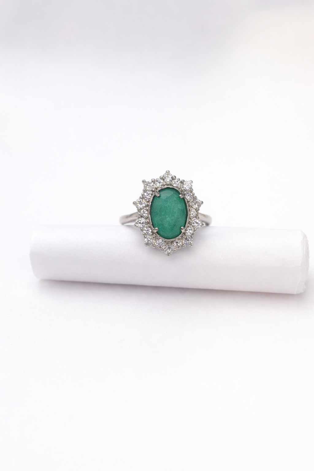 Emerald Halo Statement Ring