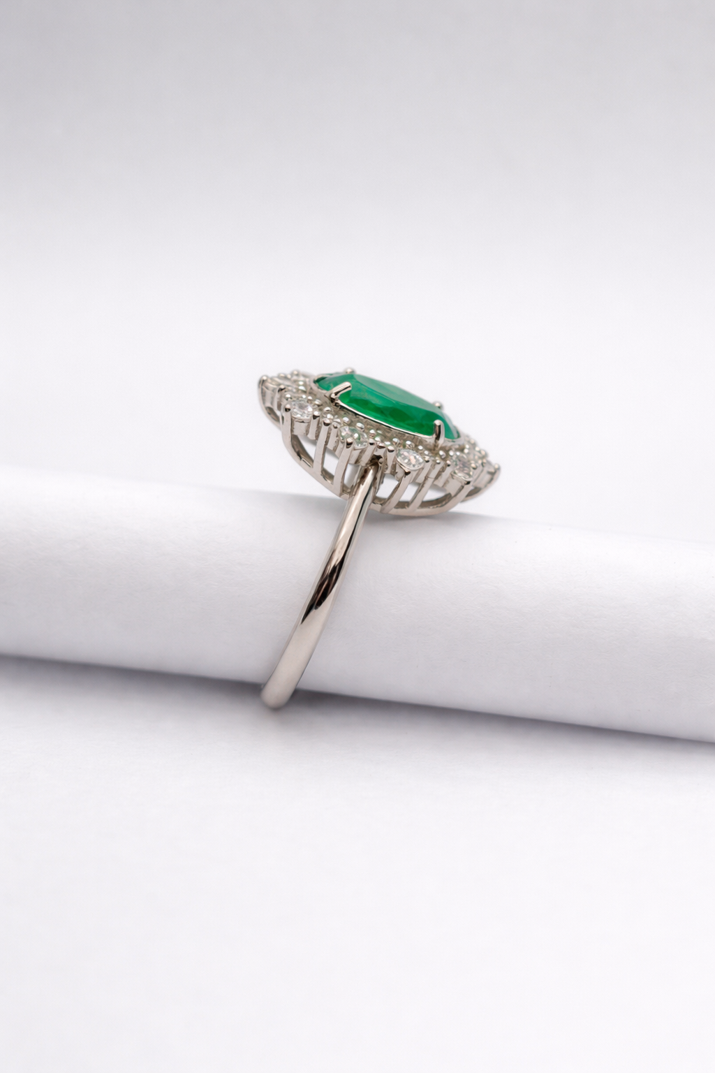 Emerald Halo Statement Ring