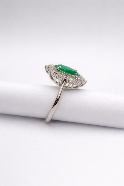 Emerald Halo Statement Ring