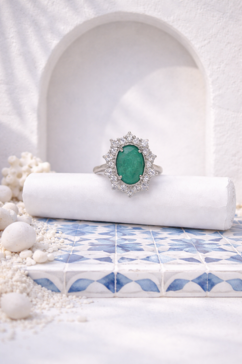 Emerald Halo Statement Ring