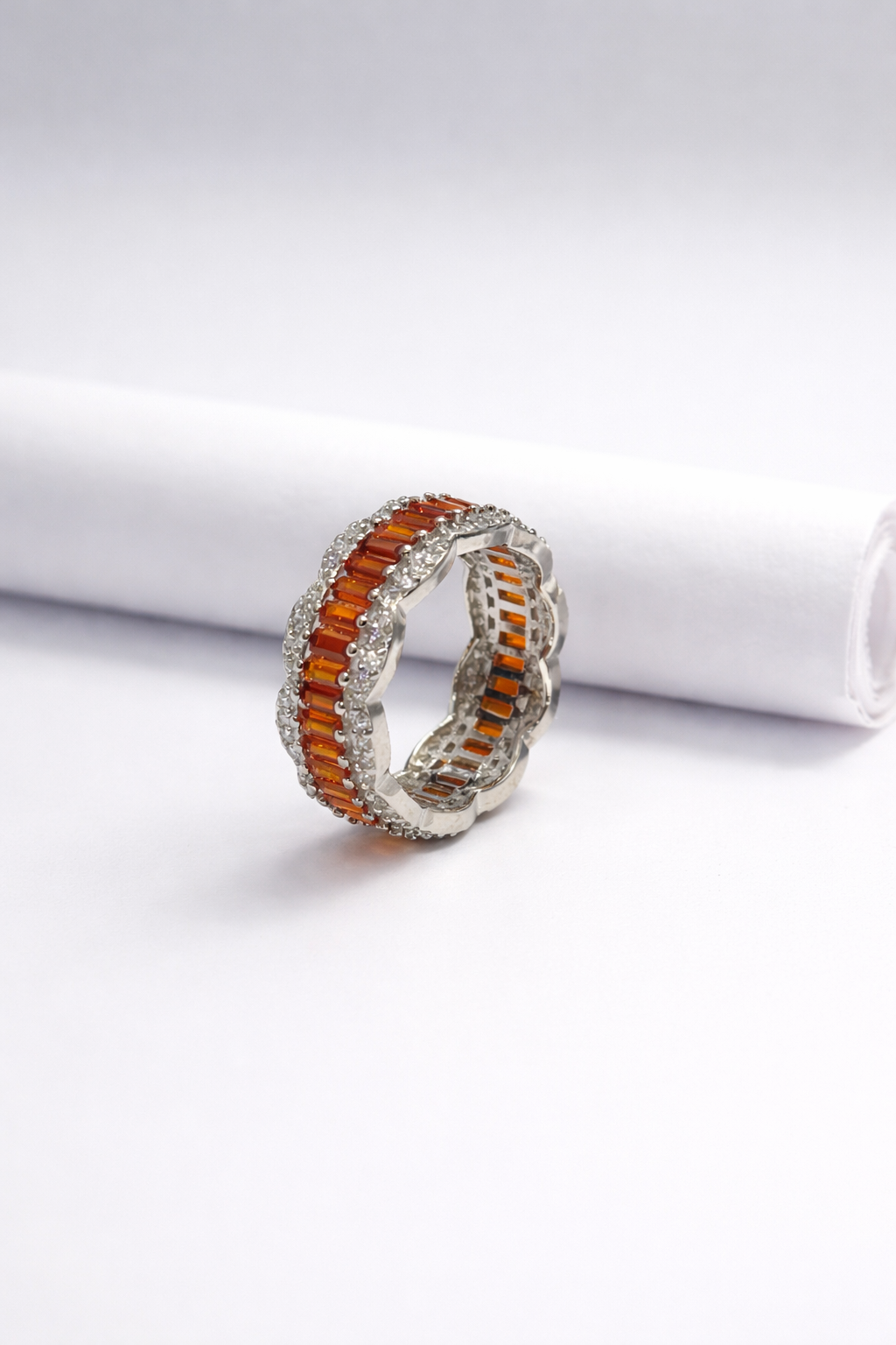 Amber Baguette Halo Ring