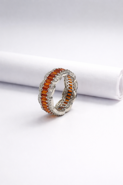 Amber Baguette Halo Ring