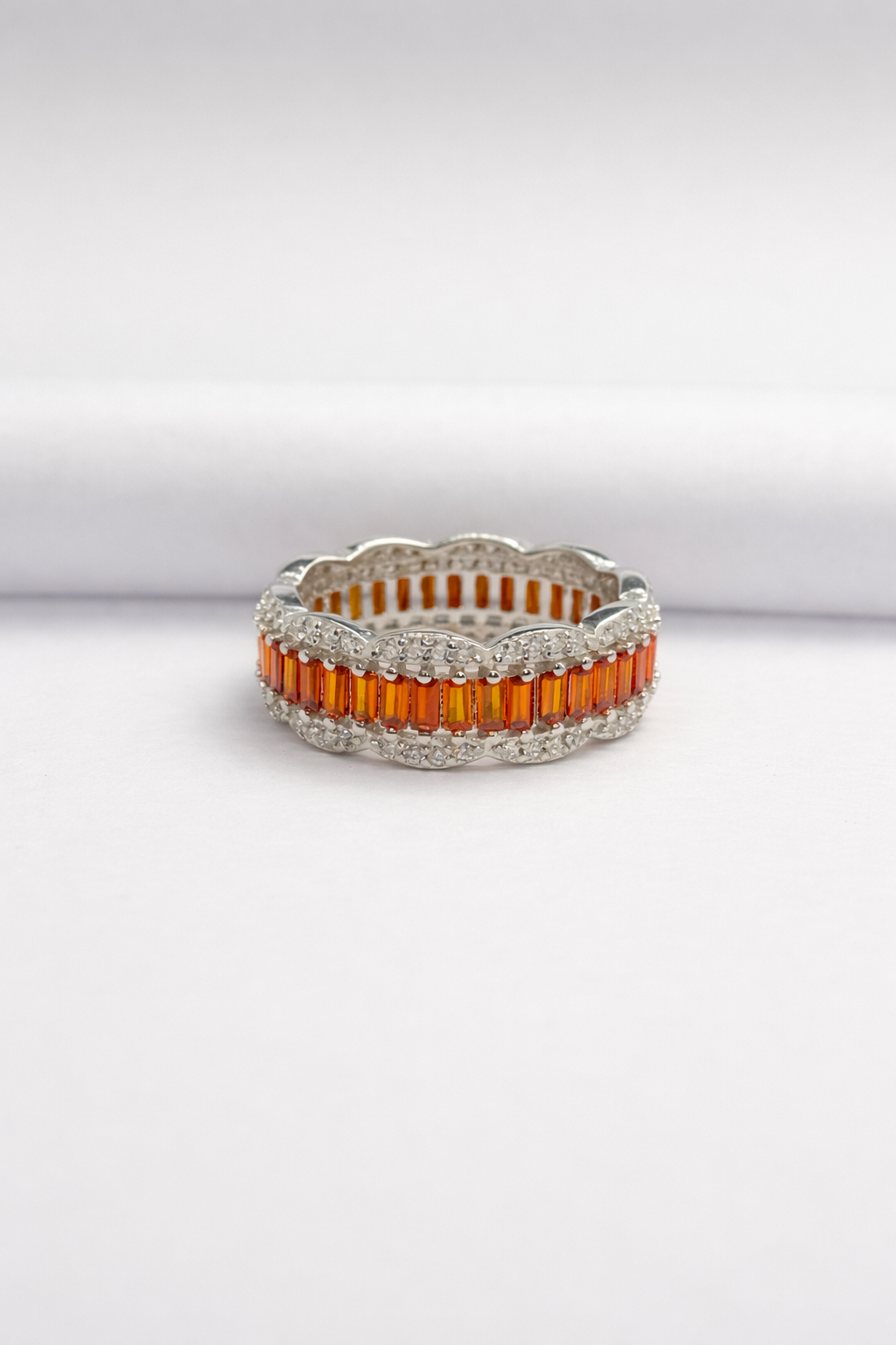Amber Baguette Halo Ring