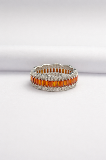 Amber Baguette Halo Ring