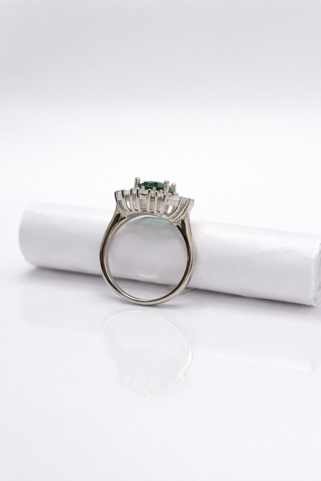 Emerald Bloom Halo Ring