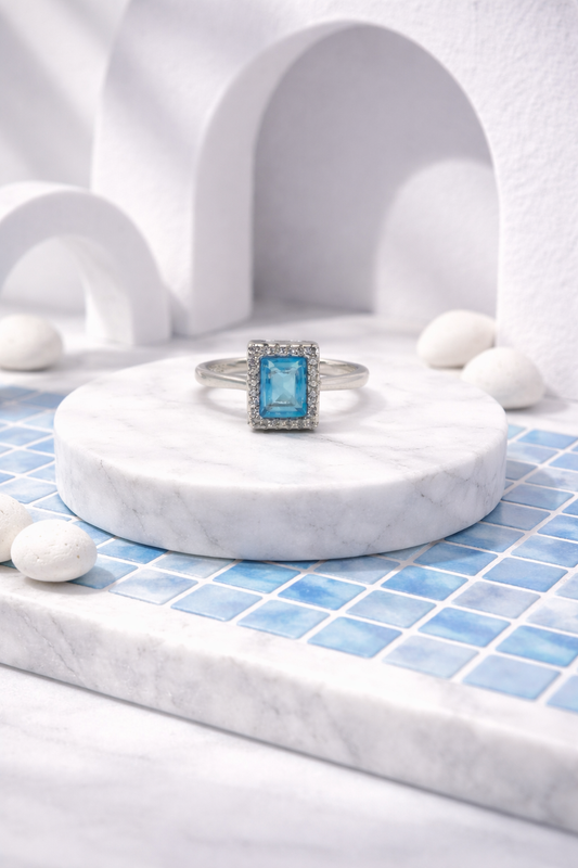 Blue Radiance Halo Ring