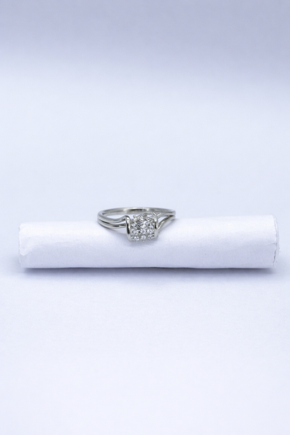 Elegant Cluster Diamond Ring in 925 Silver