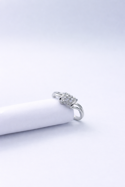 Elegant Cluster Diamond Ring in 925 Silver