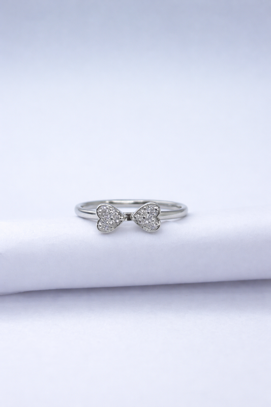 Twin Heart Sparkle Ring