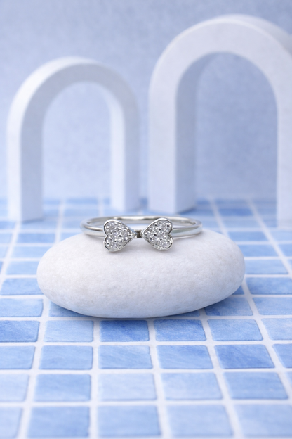 Twin Heart Sparkle Ring