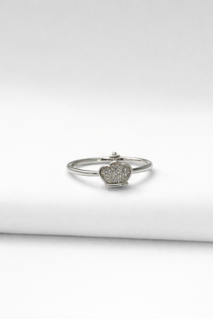 Crowned Heart Silver Ring